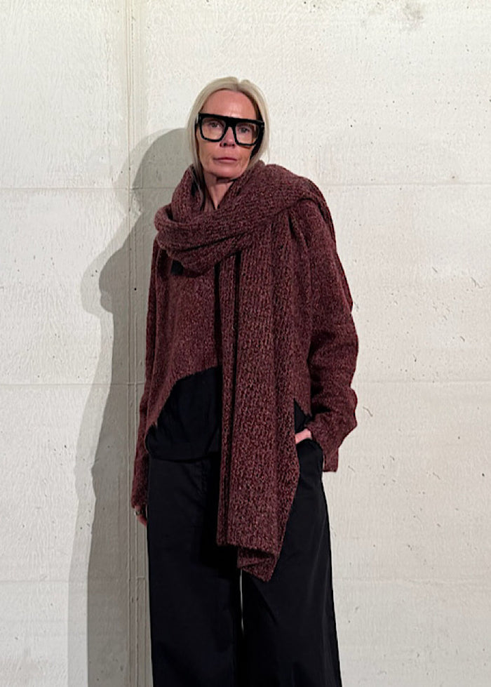 MÉLANGE KNITTED SCARF *BRONZE MELANGE* (Shown in LAVA MELANGE)