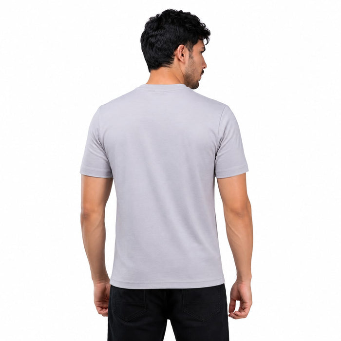 MENOLOGY Men's Holistic Printed Round Neck Half Sleeve T-Shirt | Imported Canvas Fabric | Regular Fit | Light Grey - ANS Billion