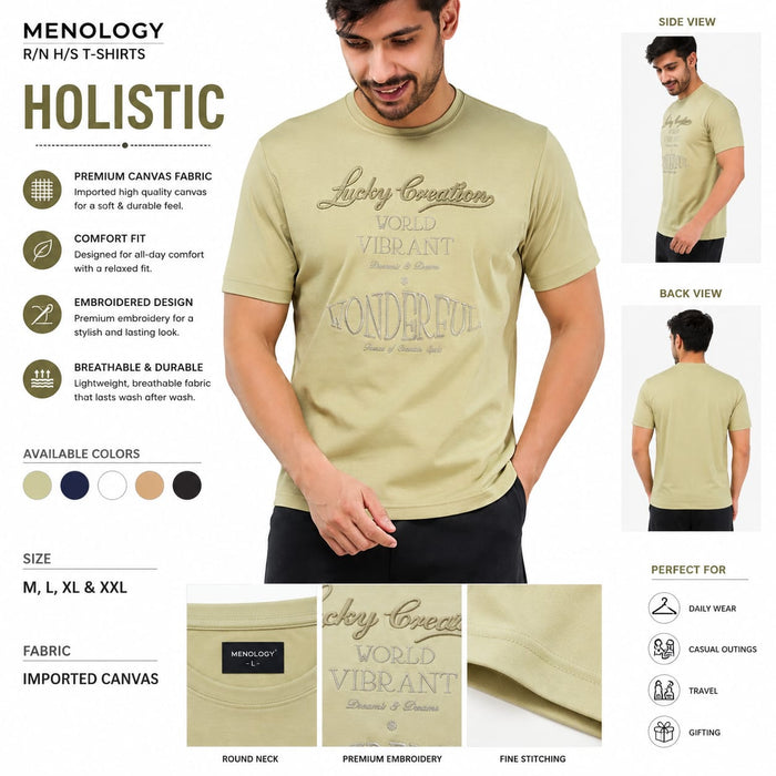 MENOLOGY Men's Round Neck Half Sleeve Graphic T-Shirt | HOLISTIC Collection | Imported Canvas Fabric | Regular Fit - ANS Billion