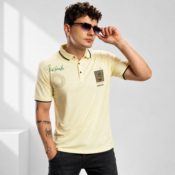 Men's Fancy Print Polo T-Shirt | Imported Tencel Lycra Fabric | Half Sleeve Collar T-Shirt | Soft Stretch Casual Wear - ANS Billion