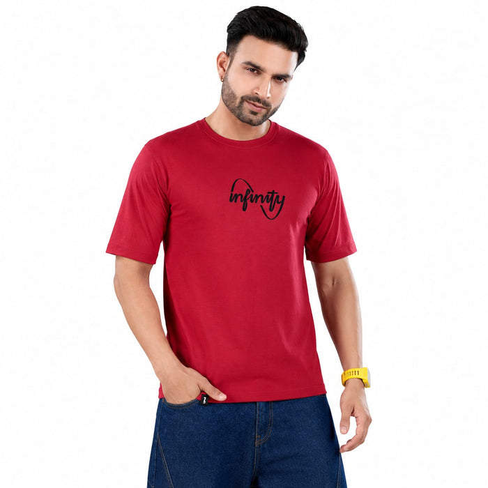 Men's Oversized Drop Shoulder Cotton Looper T-Shirt | Front & Back Canvas Print | Half Sleeve Round Neck | Casual Graphic Tee - ANS Billion