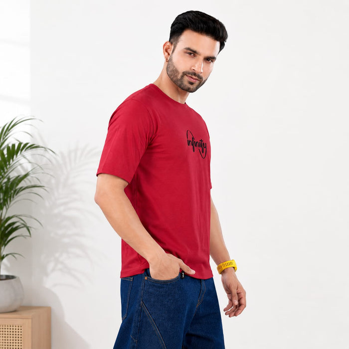 Men's Oversized Drop Shoulder Cotton Looper T-Shirt | Front & Back Canvas Print | Half Sleeve Round Neck | Casual Graphic Tee - ANS Billion