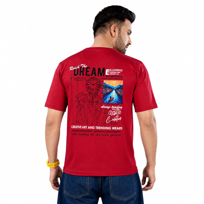 Men's Oversized Drop Shoulder Cotton Looper T-Shirt | Front & Back Canvas Print | Half Sleeve Round Neck | Casual Graphic Tee - ANS Billion