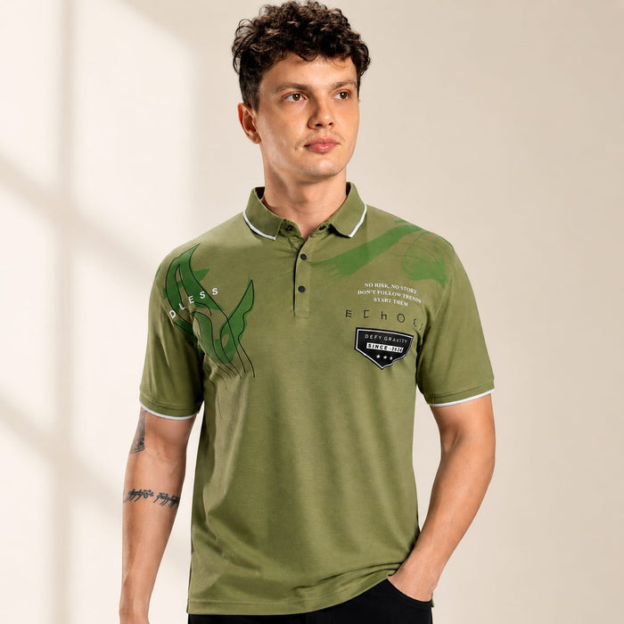 Men's Printed Polo T-Shirt | Fancy Print Half Sleeve Collar T-Shirt | Imported Tencel Lycra Fabric | Casual & Regular Fit