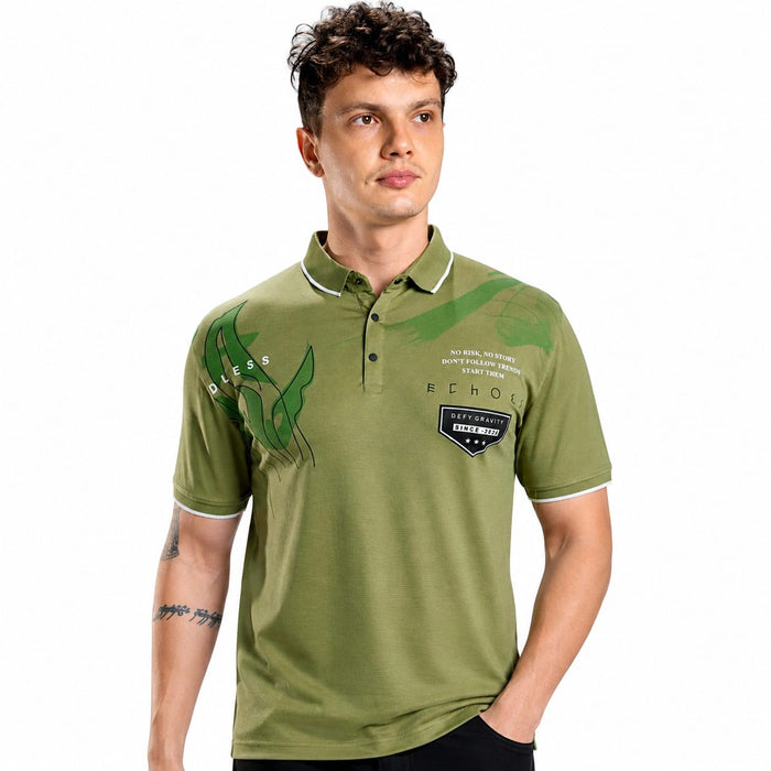 Men's Printed Polo T-Shirt | Fancy Print Half Sleeve Collar T-Shirt | Imported Tencel Lycra Fabric | Casual & Regular Fit