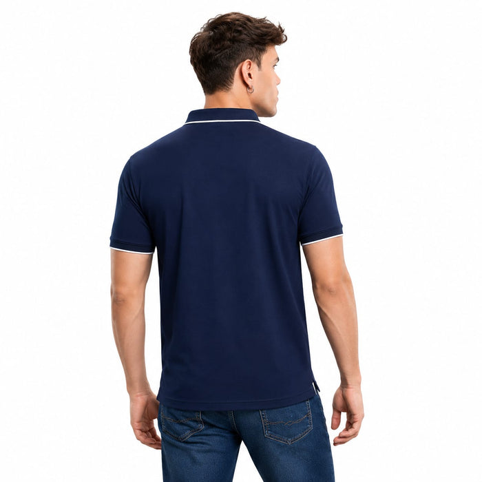 Men's Printed Polo T-Shirt | Fancy Print Half Sleeve | Imported Tencel Lycra Fabric | Soft Stretch Casual Wear | Navy Blue