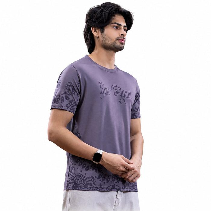 Men's Round Neck Printed T-Shirt | Premium Tencil Lycra Fabric | Soft & Stretchable | Casual Streetwear Graphic Tee