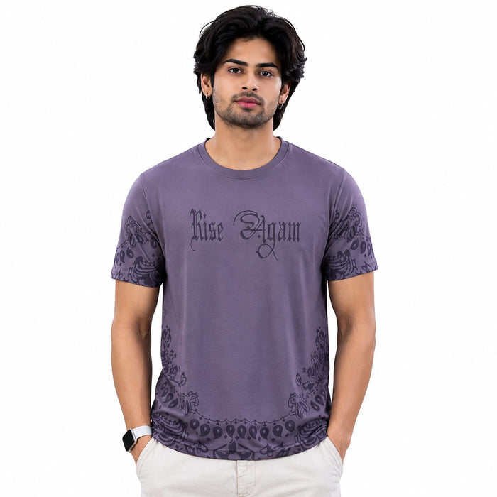 Men's Round Neck Printed T-Shirt | Premium Tencil Lycra Fabric | Soft & Stretchable | Casual Streetwear Graphic Tee