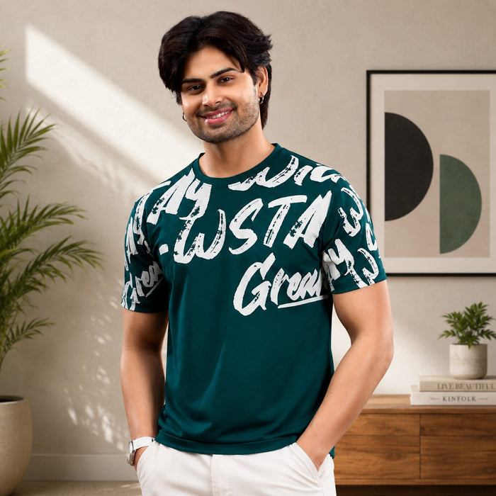 Men's Round Neck Street Wear Printed T-Shirt