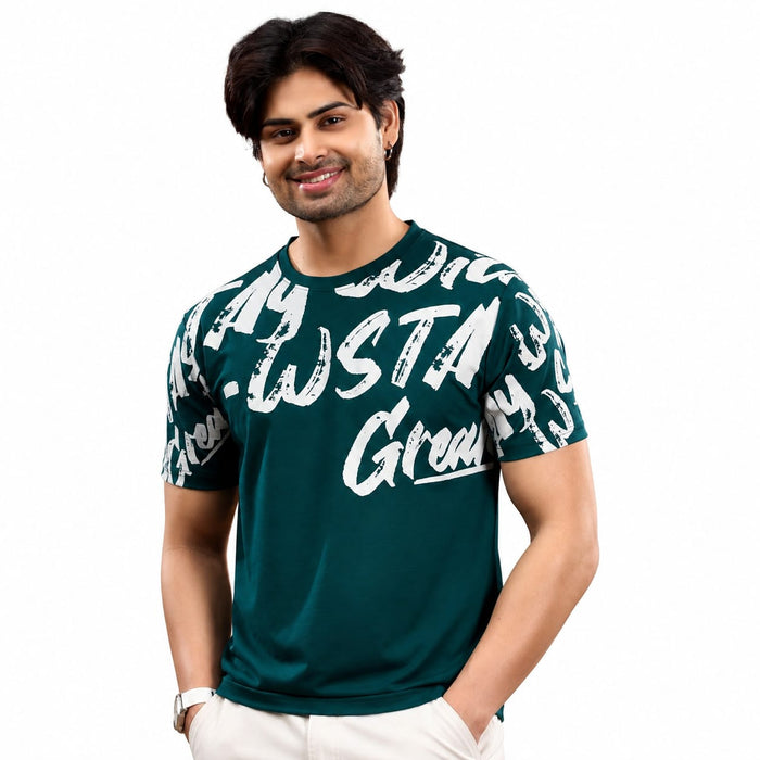 Men's Round Neck Street Wear Printed T-Shirt