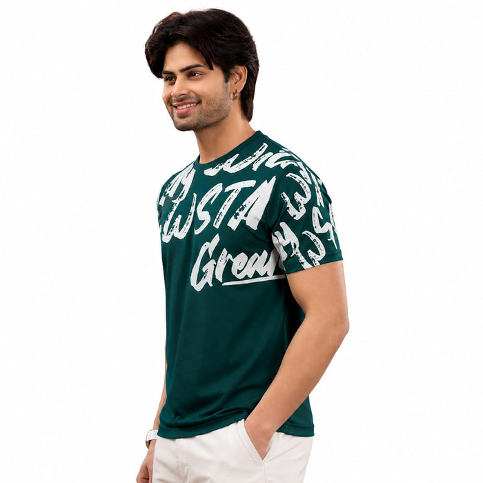 Men's Round Neck Street Wear Printed T-Shirt