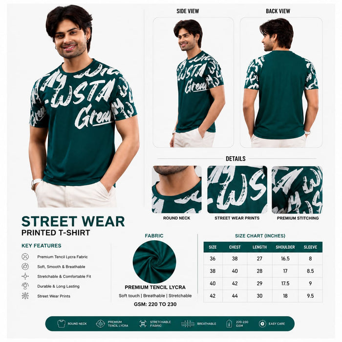 Men's Round Neck Street Wear Printed T-Shirt