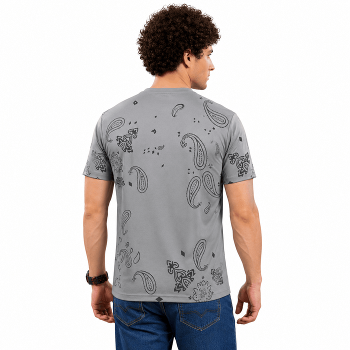 Men's Round Neck Printed T-Shirt | Premium Tencil Lycra Fabric | Half Sleeve Casual Streetwear | Soft & Stretchable | Regular Fit - ANS Billion