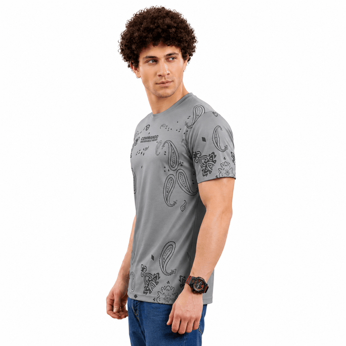 Men's Round Neck Printed T-Shirt | Premium Tencil Lycra Fabric | Half Sleeve Casual Streetwear | Soft & Stretchable | Regular Fit - ANS Billion
