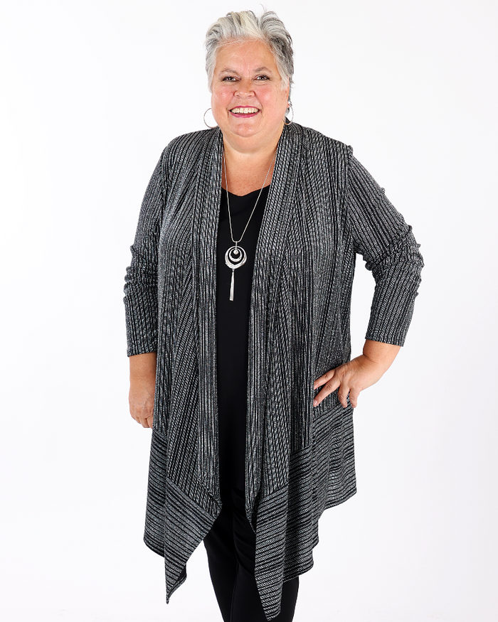 Metallic Open Front Cardigan  - Joseph Ribkoff