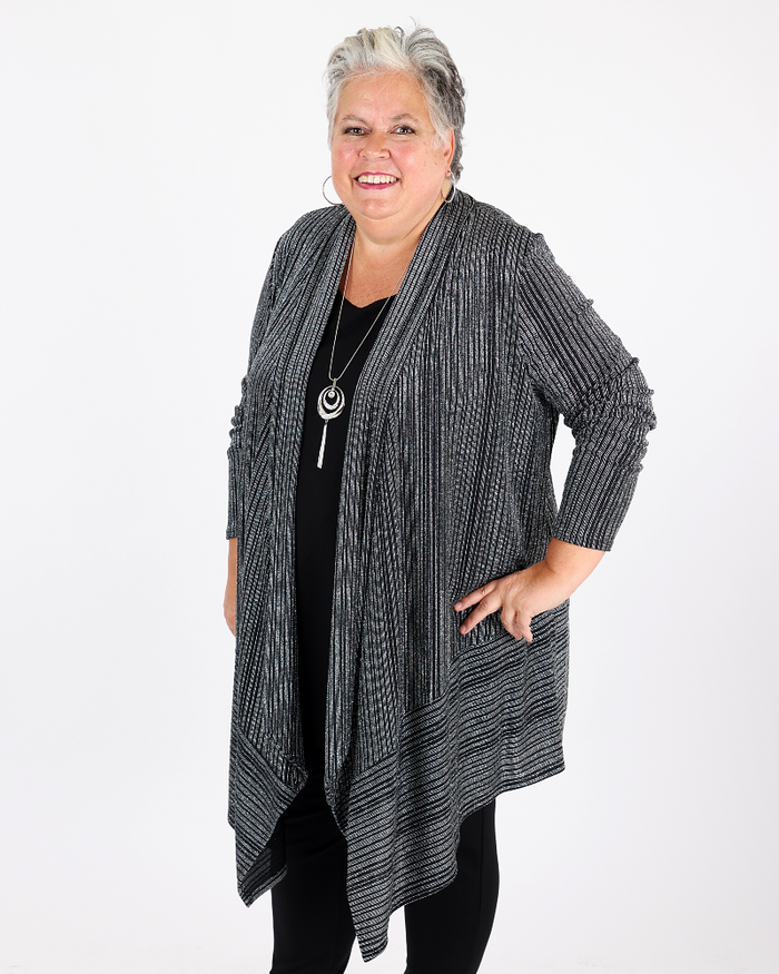Metallic Open Front Cardigan  - Joseph Ribkoff