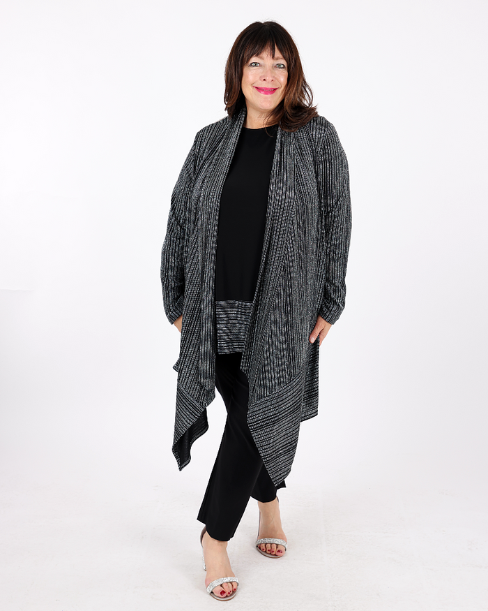 Metallic Open Front Cardigan  - Joseph Ribkoff