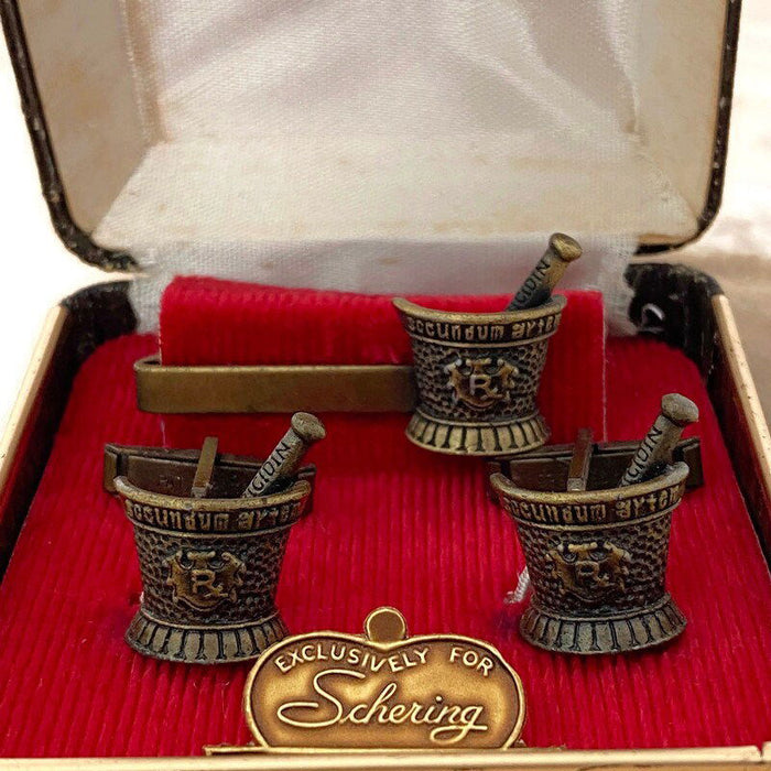 Midcentury Medical Jewelry Set - Cufflinks and Tiebar at Duckwells