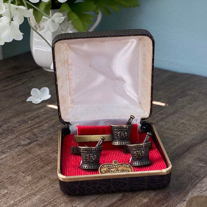 Midcentury Medical Jewelry Set - Cufflinks and Tiebar at Duckwells