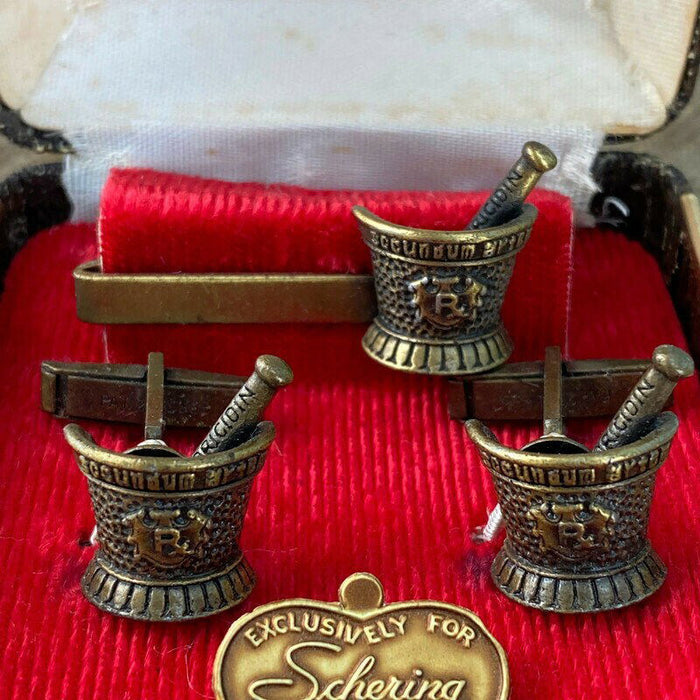 Midcentury Medical Jewelry Set - Cufflinks and Tiebar at Duckwells