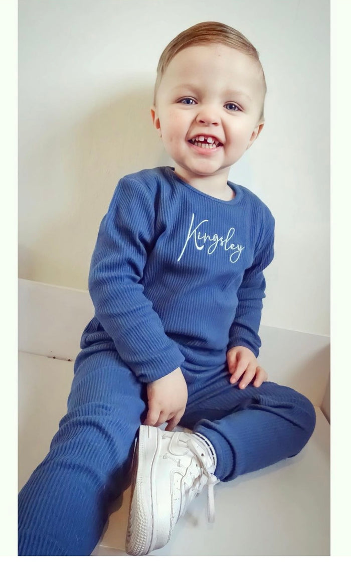 Midnight Blue Ribbed Tracksuit