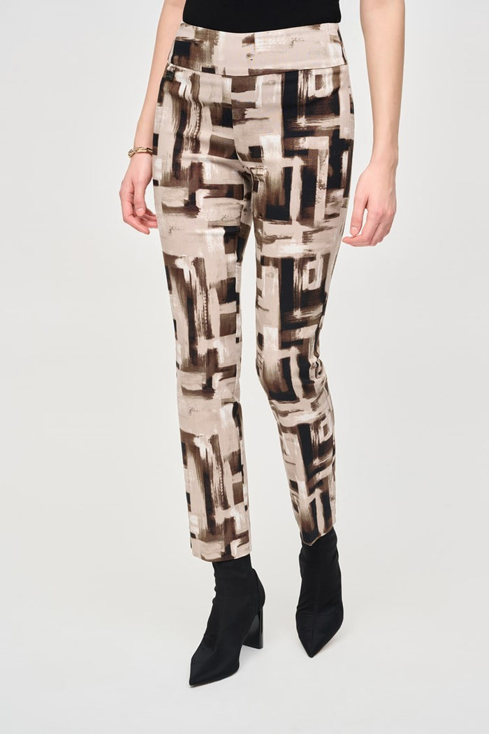 Millennium Abstract Print Slim Pull-On Pants - Joseph Ribkoff