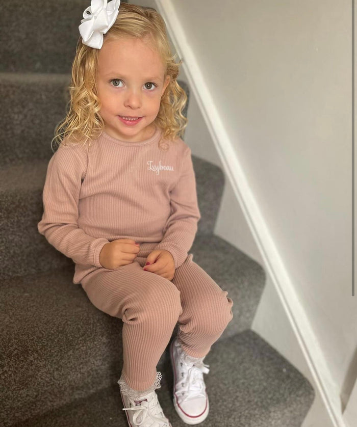 Mocha Ribbed Childrens Tracksuit