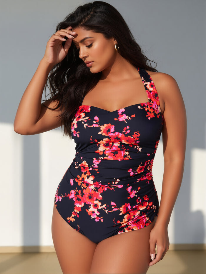 Modest One Piece Swimsuit Women Tummy Control 2026 Long Torso Slimming Bathing Suit Cute Floral Swim Suits