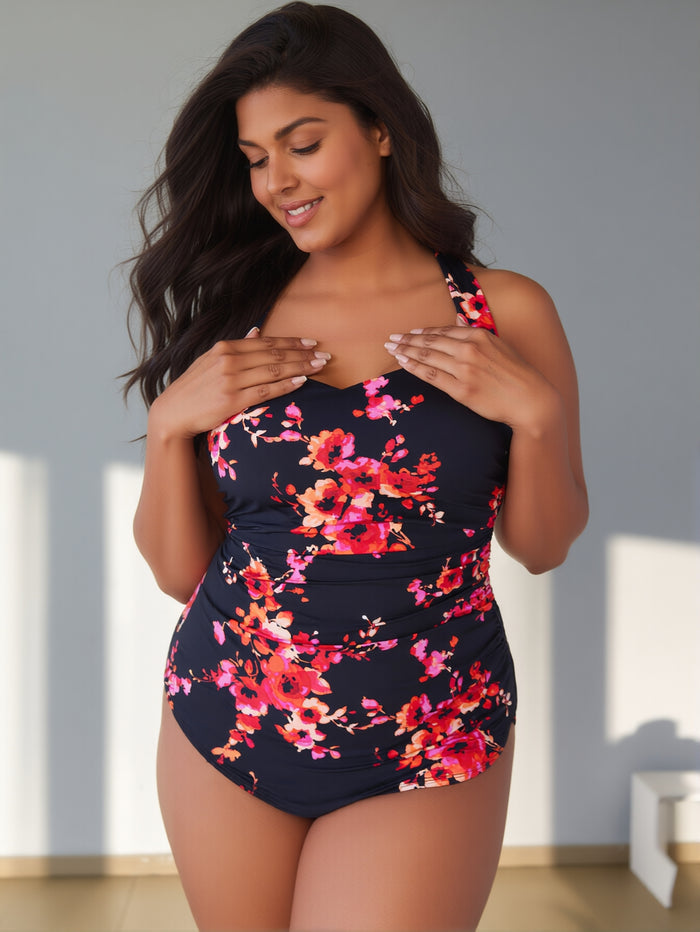 Modest One Piece Swimsuit Women Tummy Control 2026 Long Torso Slimming Bathing Suit Cute Floral Swim Suits