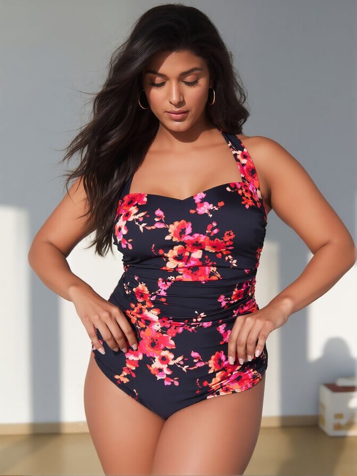 Modest One Piece Swimsuit Women Tummy Control 2026 Long Torso Slimming Bathing Suit Cute Floral Swim Suits
