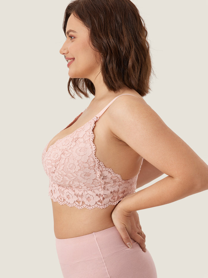 Women's More Coverage Lace Nursing Bralette Gentle Rose