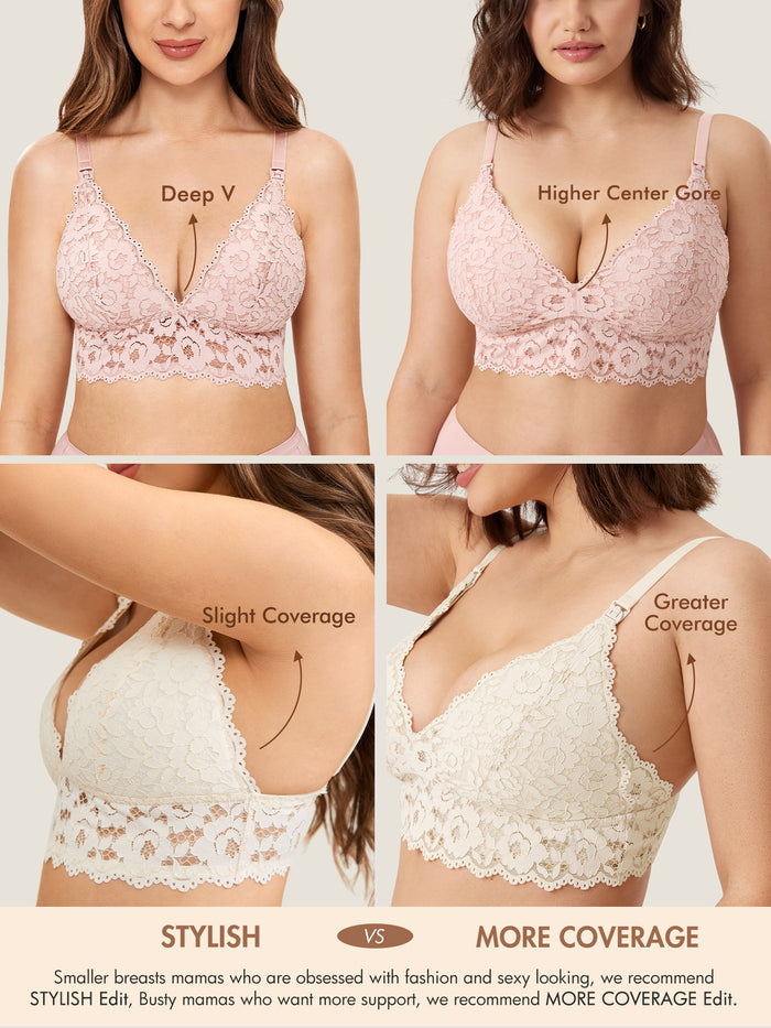 Women's More Coverage Lace Nursing Bralette Gentle Rose