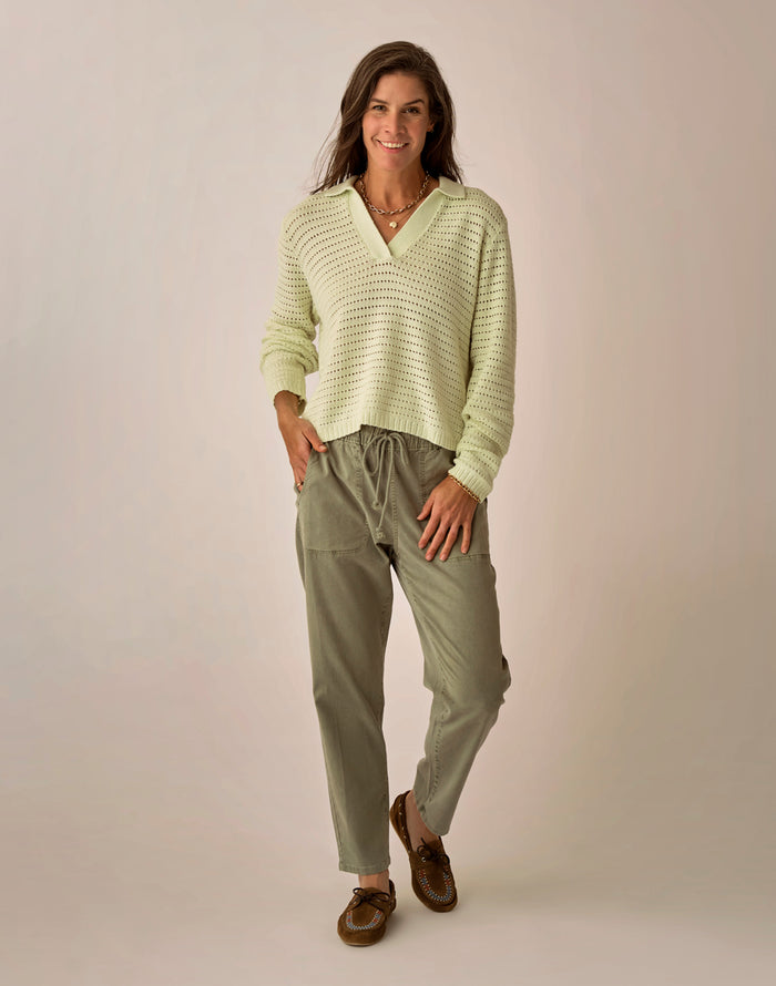 Morgan Polo Sweater: Honeydew