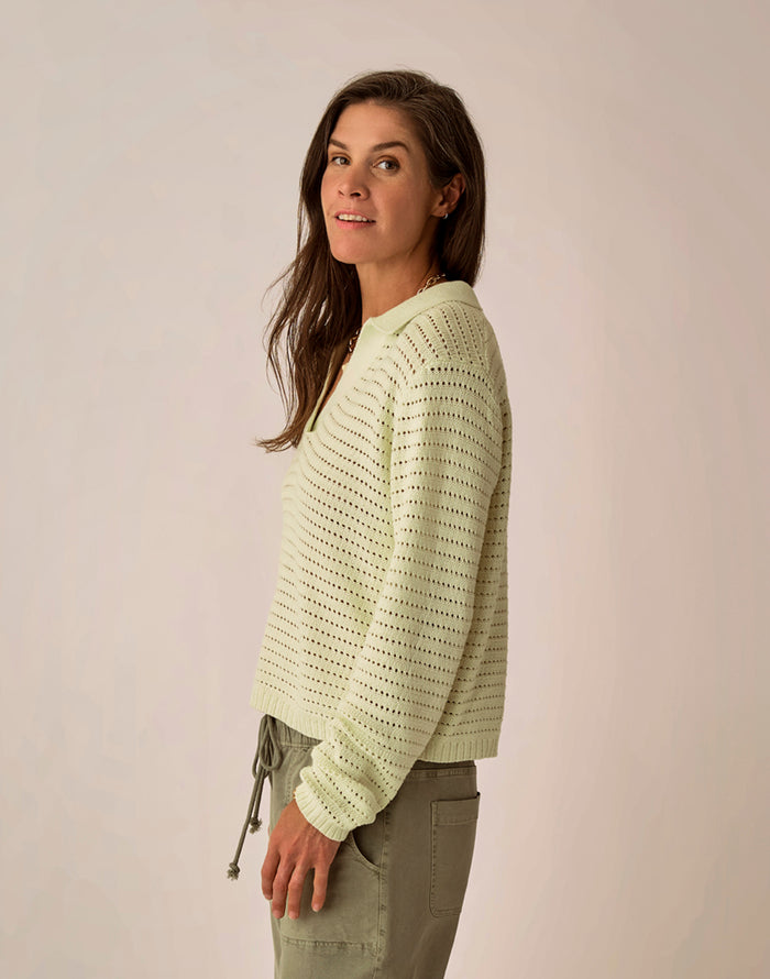 Morgan Polo Sweater: Honeydew