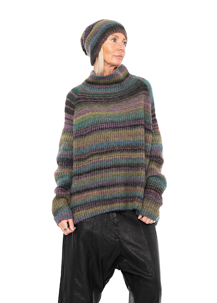 MULTICOLOUR STRIPE KNITTED BEANIE