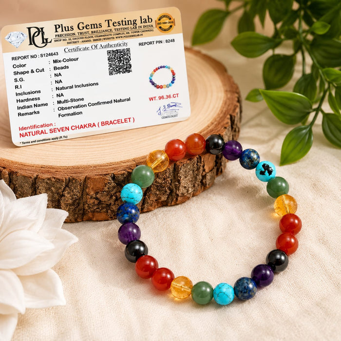 Natural Seven Chakra Bracelet for Men &amp; Women