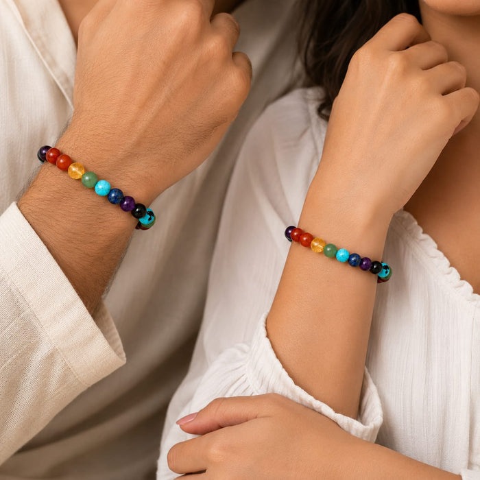 Natural Seven Chakra Bracelet for Men &amp; Women