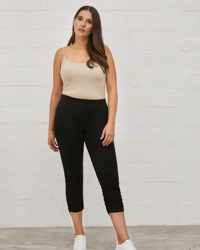 Navy Blue Basic cropped leggings -Mat