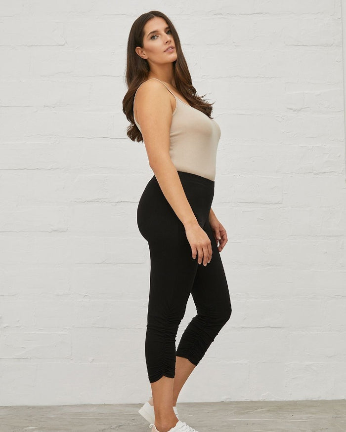 Navy Blue Basic cropped leggings -Mat