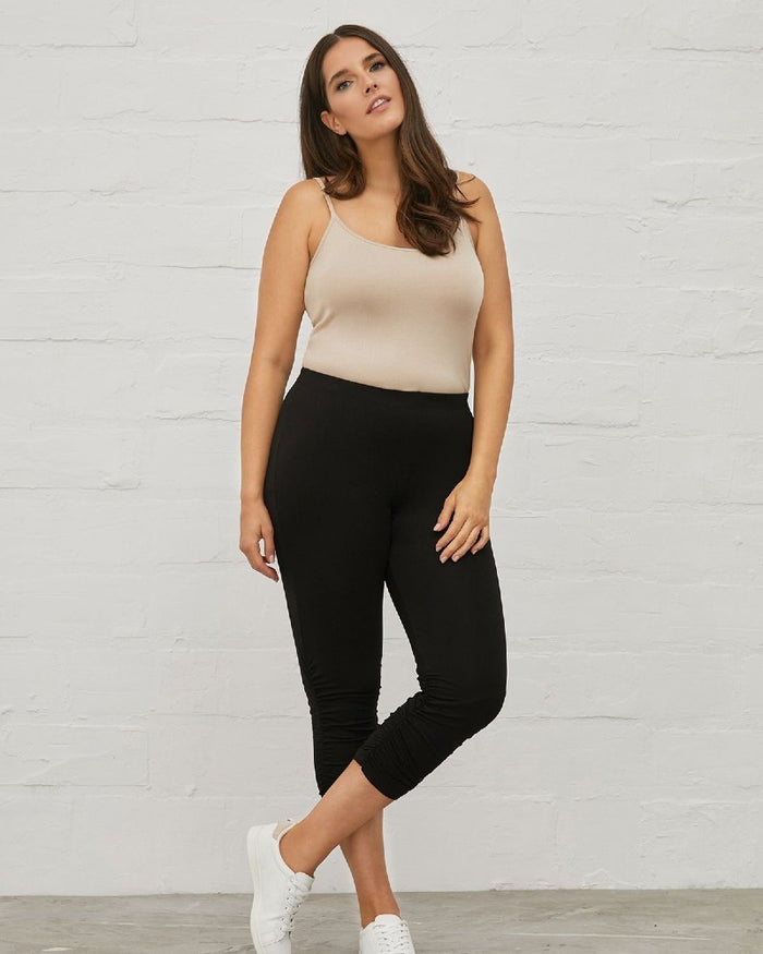 Navy Blue Basic cropped leggings -Mat