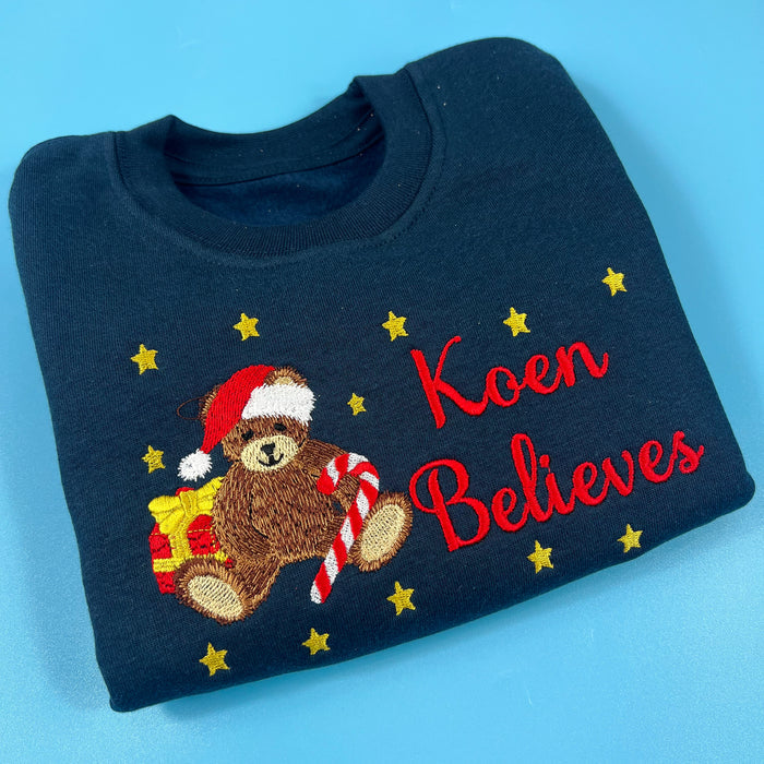 Navy Jumper with Teddy Bear