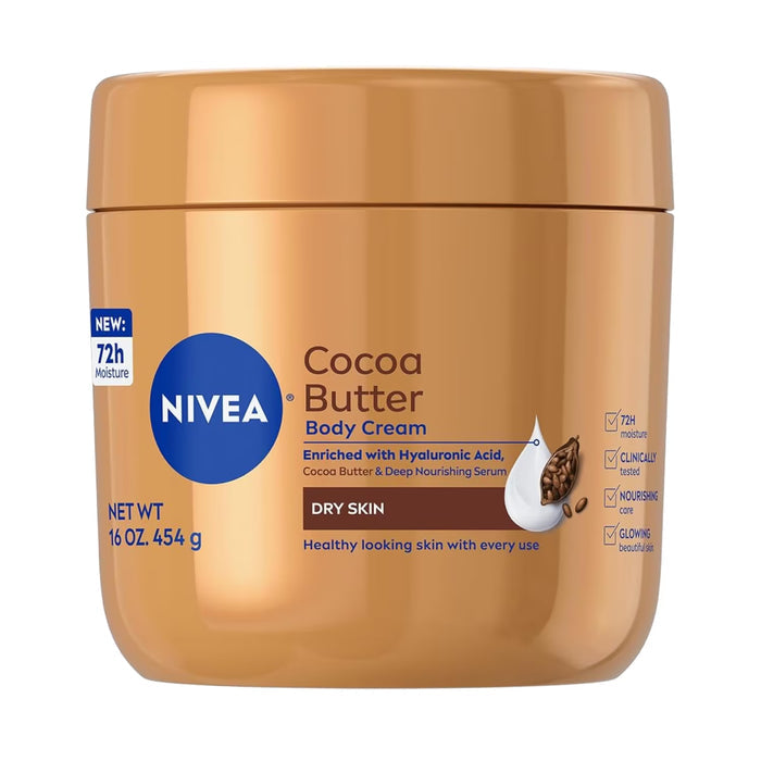 NIVEA Cocoa Butter Body Cream with Vitamin E for Dry Skin - 16 oz - 12 Pack