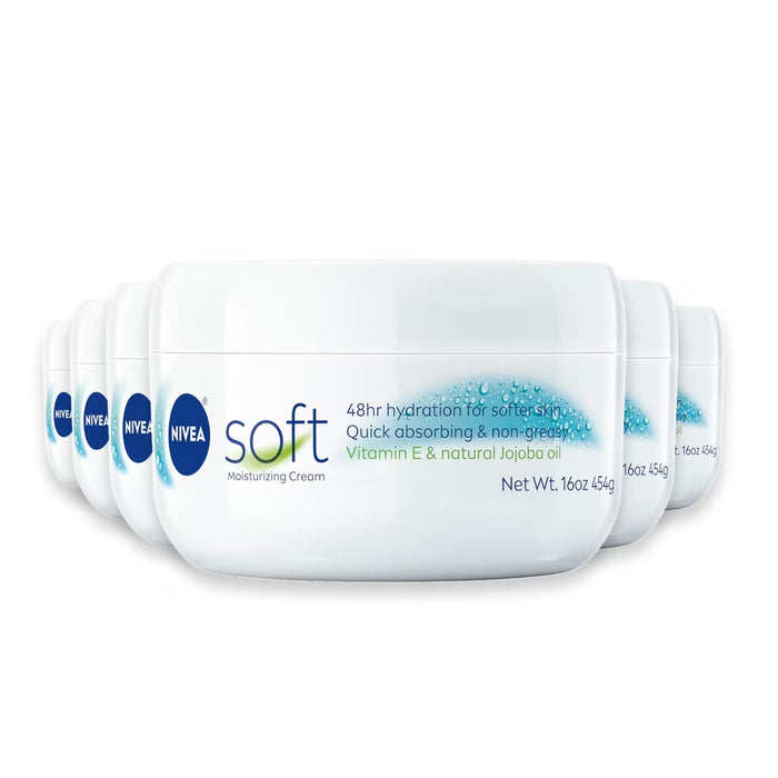 NIVEA Soft Refreshingly Soft Moisturizing Cream with Jojoba Oil and Vitamin E - 16 oz - 6 Pack