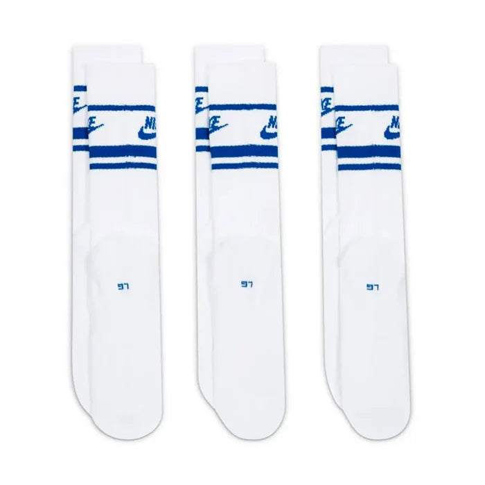 NSW Everyday Essential Crew Socks (3 Pairs) 'White Blue'