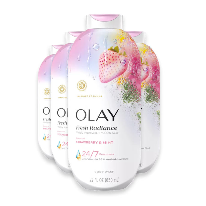 Olay Fresh Radiance Strawberry & Mint Body Wash - 22 oz - 4 Pack