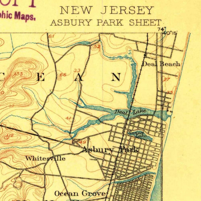 Old Map of Asbury Park, New Jersey by USGS, 1888 – Ocean Grove, Sea Girt & Bay Head