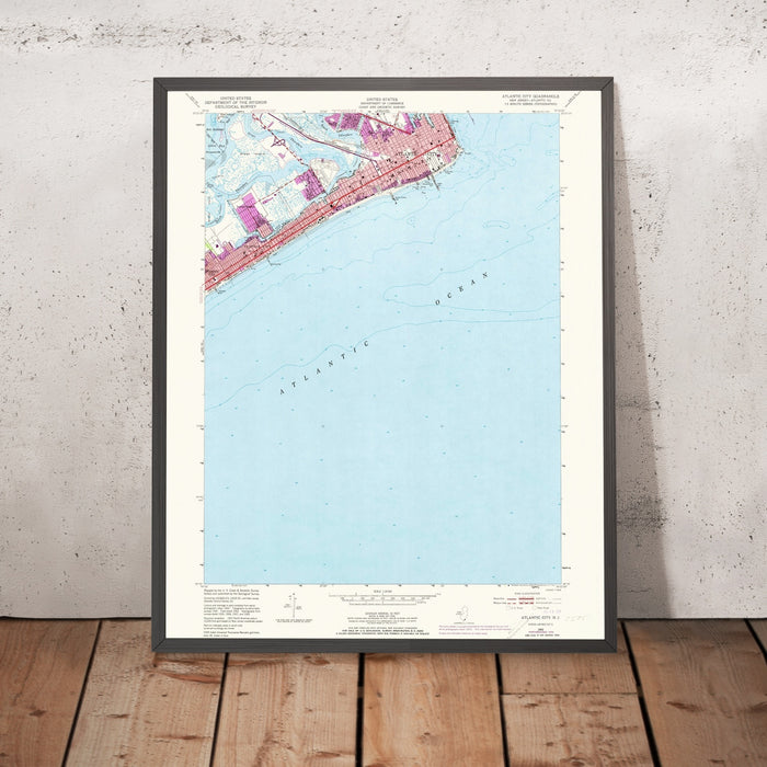Old Map of Atlantic City, New Jersey by USGS, 1952 – Boardwalk & Atlantic Ocean