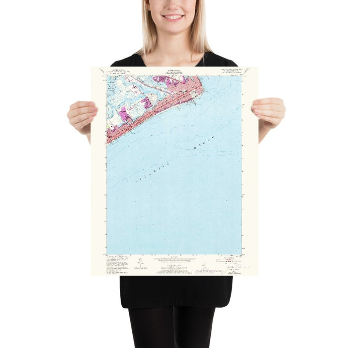 Old Map of Atlantic City, New Jersey by USGS, 1952 – Boardwalk & Atlantic Ocean