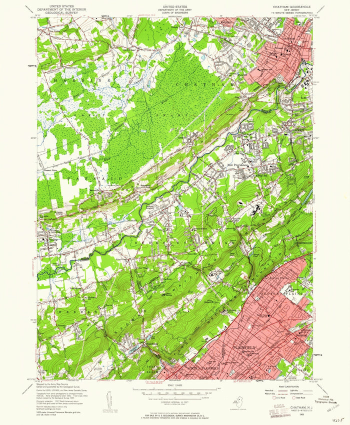 Old Map of Chatham, New Jersey by USGS, 1955 – New Providence, Plainfield & Morris County