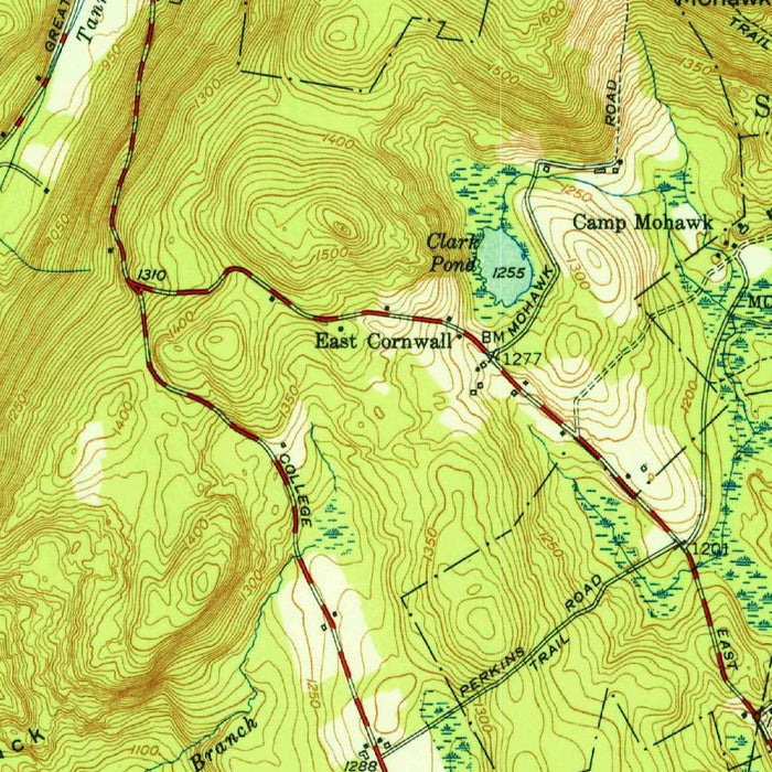 Old Map of Cornwall, Connecticut by USGS, 1950 – Lake Waramaug, Mohawk Mountain & Housatonic River